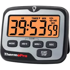 GENERICO - Temporizador Cronometro Reloj Digital Multiuso Thermopro TM01 Con Iman + Iluminacion