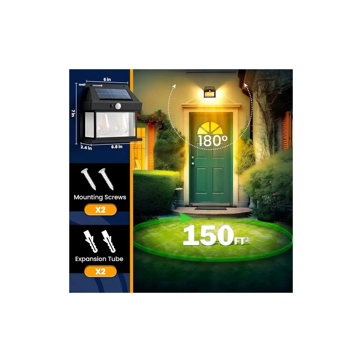 GENERICO - Faroles Solares Exteriores Focos Led Terraza Farol Doble Negro