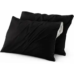 AZ AURAZEUS - Set De 2 Fundas Para Almohadas Impermeables 50x70 Antimanchas Negro AZ