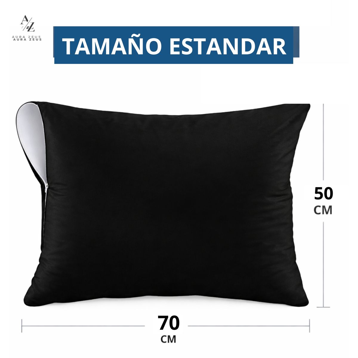 AZ AURAZEUS - Set De 2 Fundas Para Almohadas Impermeables 50x70 Antimanchas Negro AZ