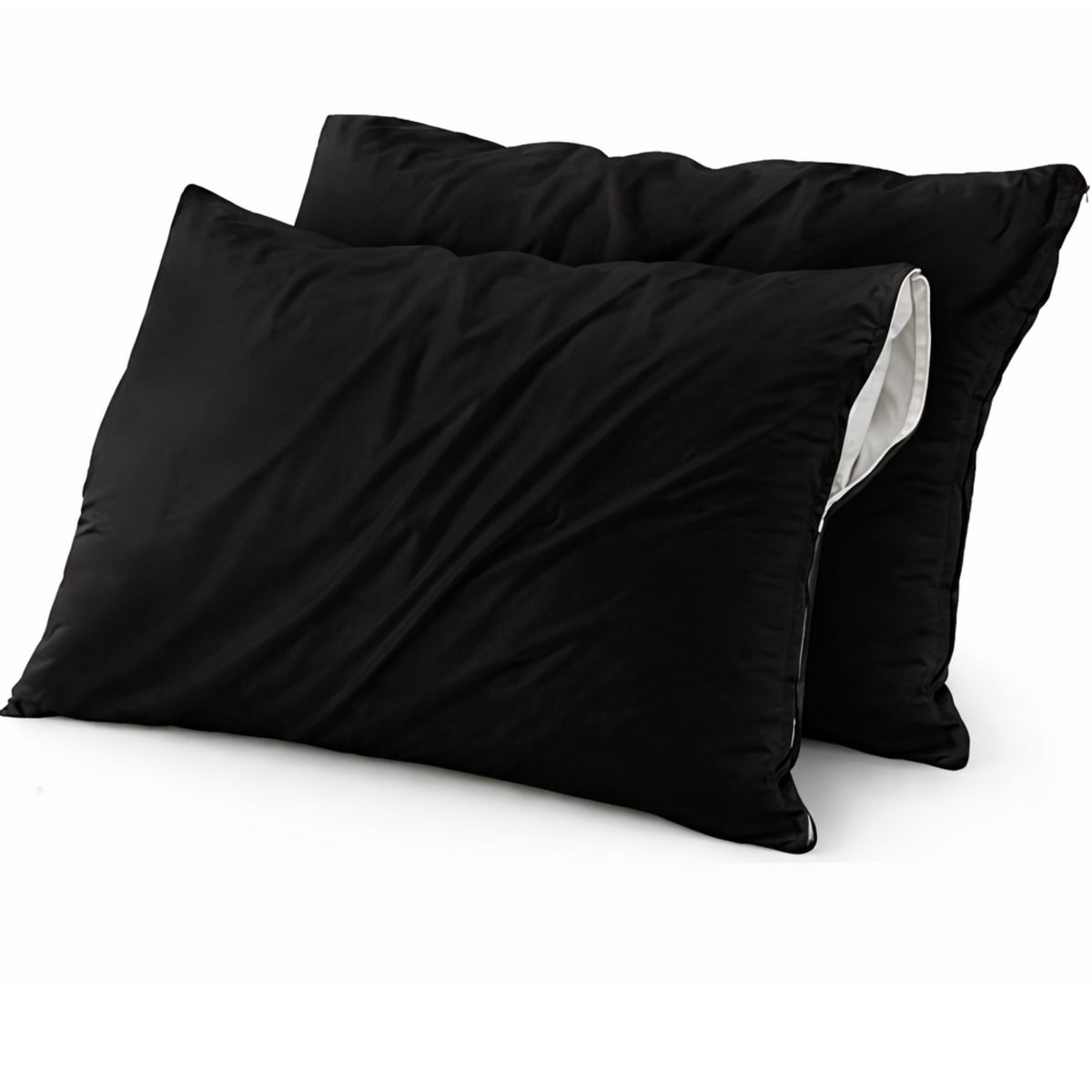 AZ AURAZEUS - Set De 2 Fundas Para Almohadas Impermeables 50 x 90 Cm Antimanchas Negro AZ