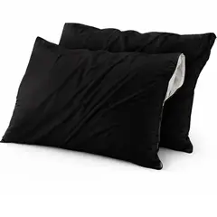 AZ AURAZEUS - Set De 2 Fundas Para Almohadas Impermeables 50 x 90 Cm Antimanchas Negro AZ