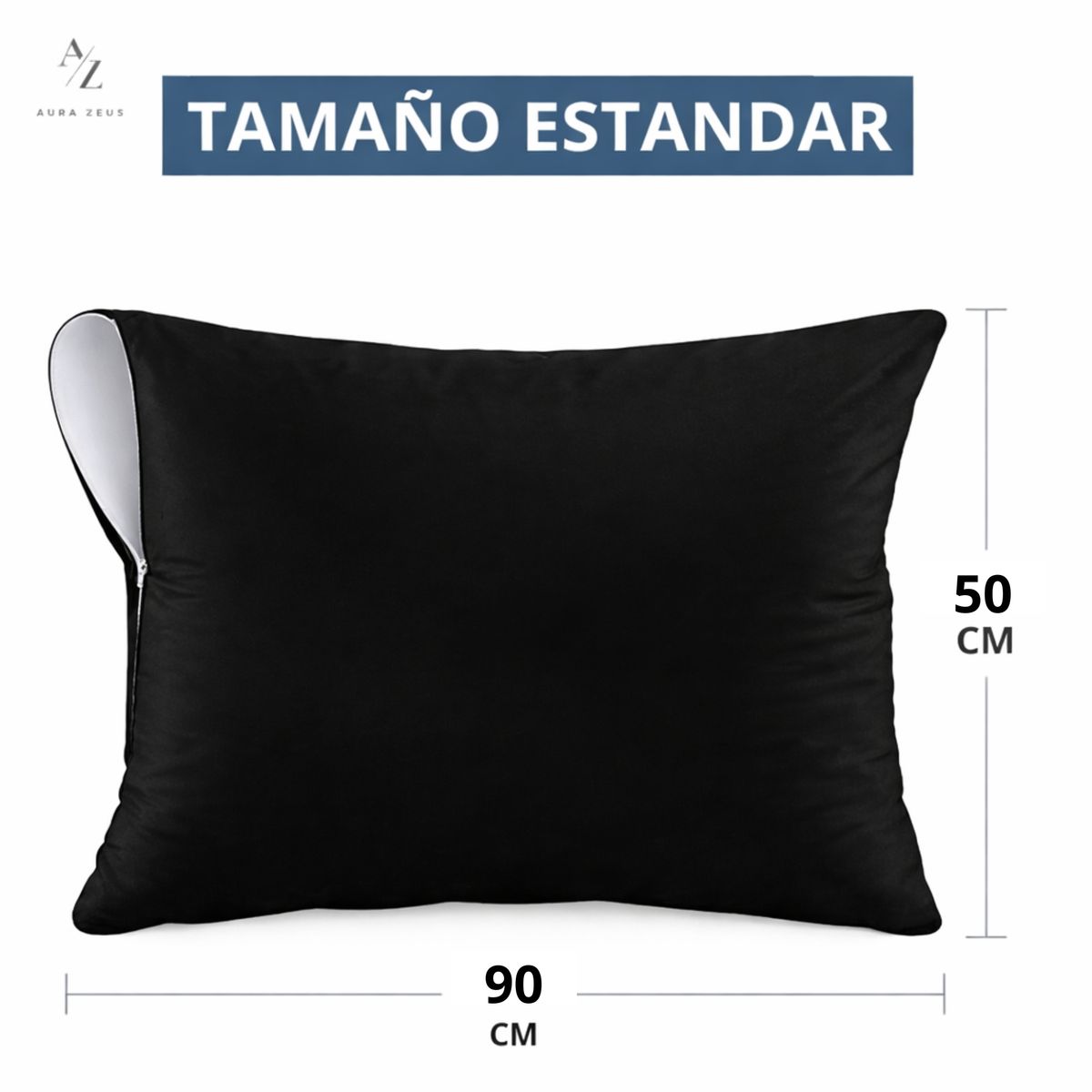 AZ AURAZEUS - Set De 2 Fundas Para Almohadas Impermeables 50 x 90 Cm Antimanchas Negro AZ