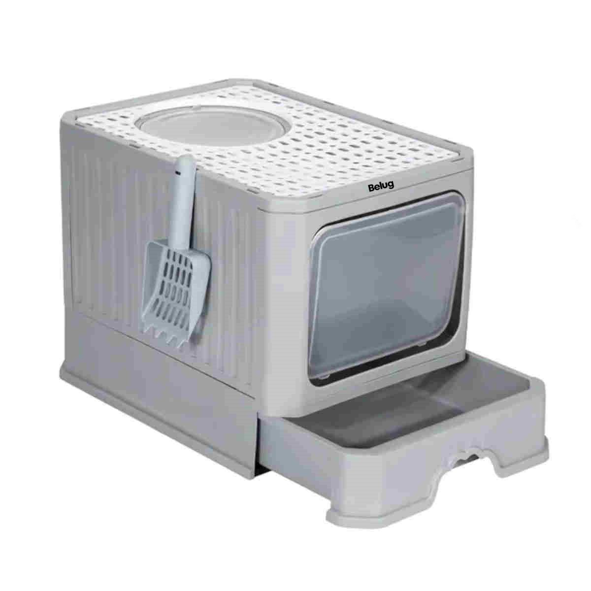 GENERICO - Arenero Gatos Grande Baño Sanitario Acero Inox Con Pala Gris BELUG