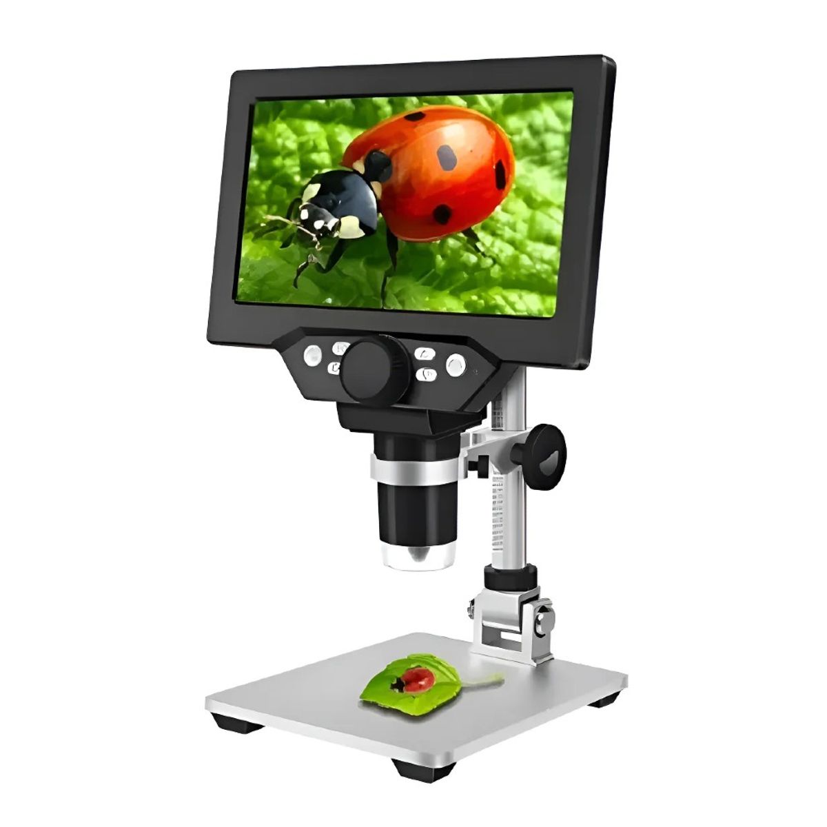 MUNDO MAGIA - Microscopio Electrónico Académico Con 7in Pantalla Plateado