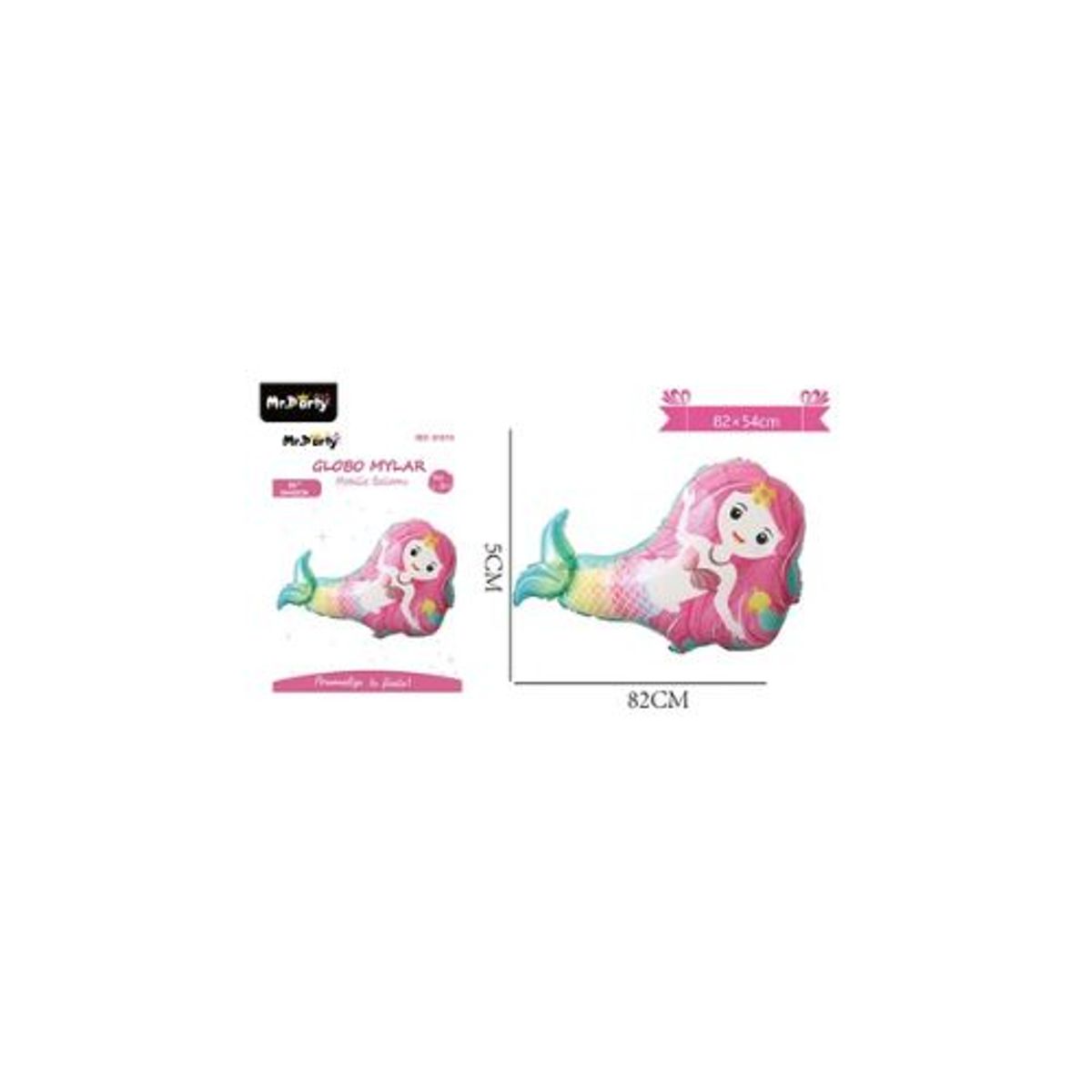GENERICO - Globo metálico sirena rosado 82x54cm