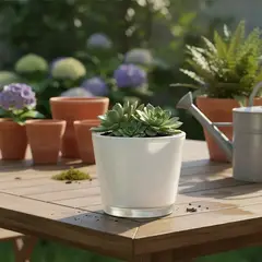 BRIC - Macetero De Vidrio Blanco 12x12 cm