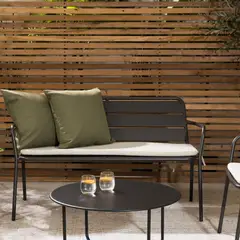 AMOBLE - Sofa Kanema Acero Café Oscuro Amoblé