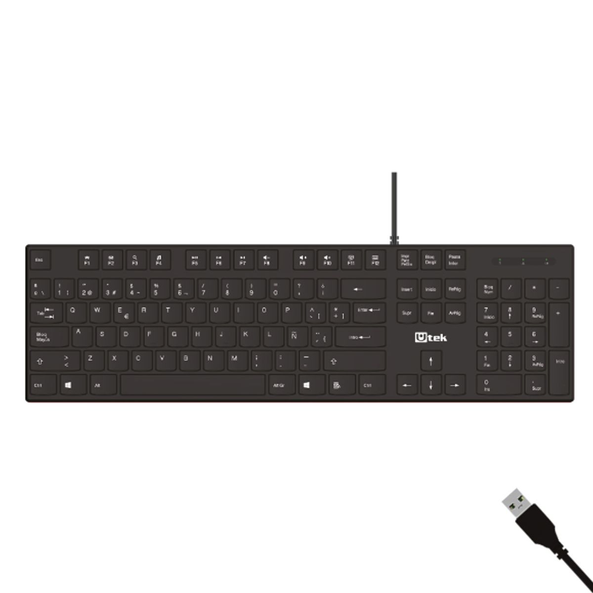 UTEK - Teclado alámbrico USB Utek UT-KB750