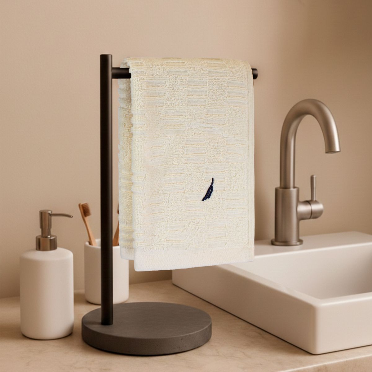 NAUTICA - Toalla de cara SAVOY Nautica 100% algodón 30x50cm hipoalergénica crema