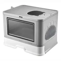 GENERICO - Arenero Cerrado Para Gatos Baño Sanitario Con Base Movil Color Gris BELUG