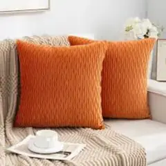 TODOHOGAR SANTIAGO DE CHILE - Set de 2 cojines de terciopelo ondas - Naranjo