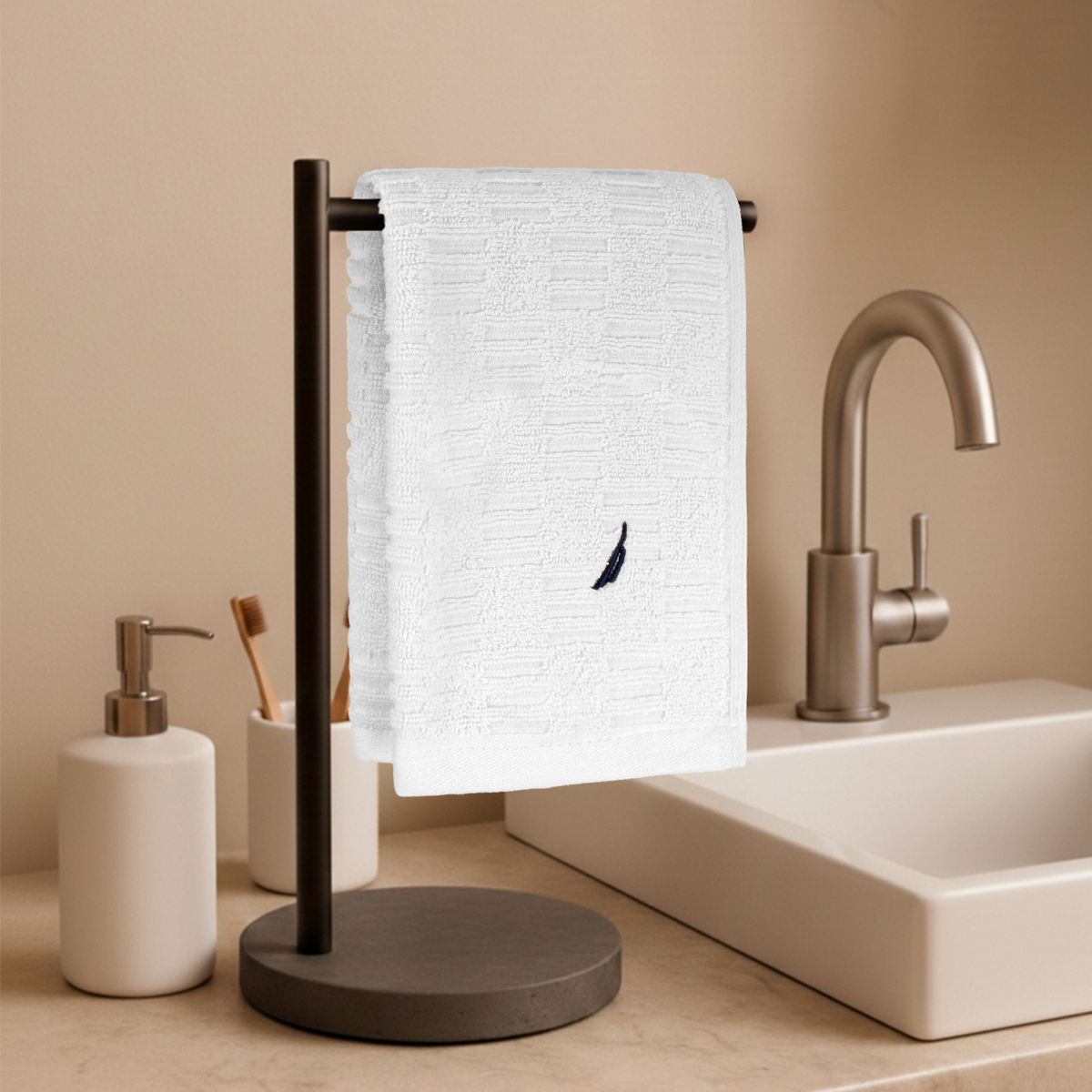NAUTICA - Toalla de cara SAVOY Nautica 100% algodón 30x50cm hipoalergénica blanca