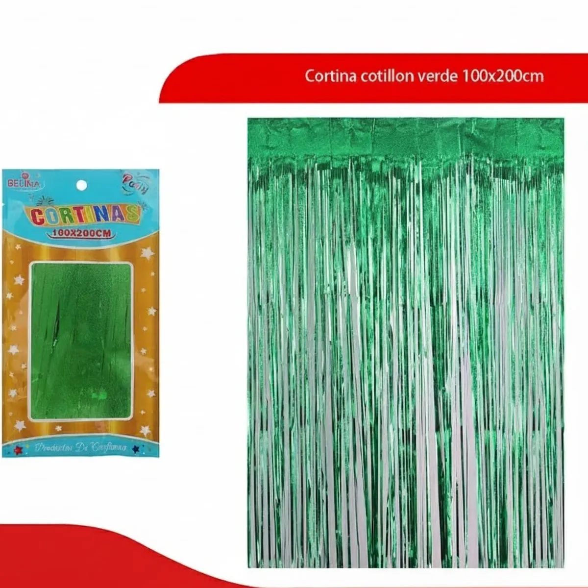 GENERICO - Cortina Cotillon Verde Metalizado 100x200cm