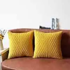 TODOHOGAR SANTIAGO DE CHILE - Set de 2 cojines de terciopelo ondas - Mostaza