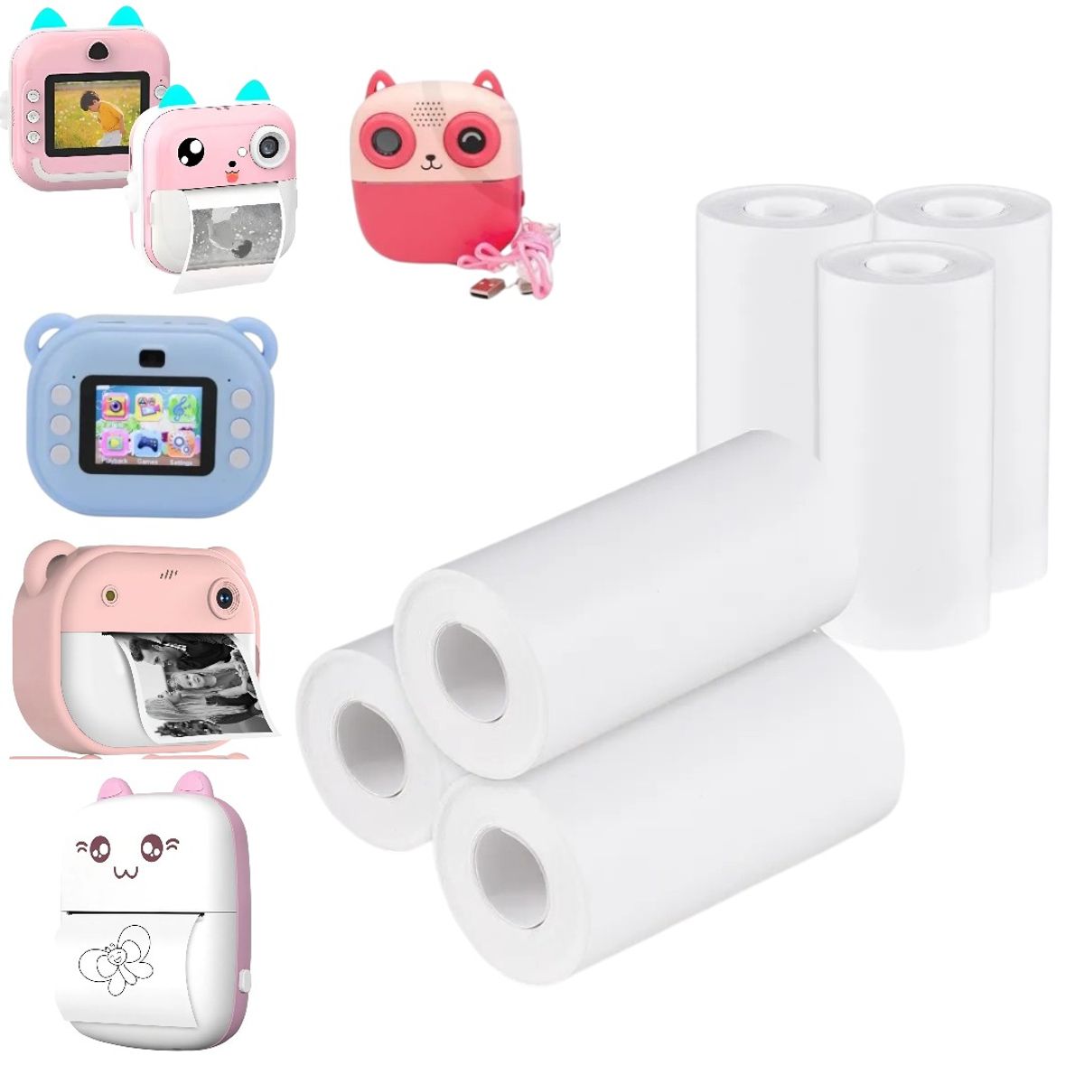 Rollos 5u Papel Para Mini Impresora Termica Camara Niños Blanco, marca GENERICO - Foto Principal