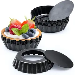 PASTELERIUS - Pack 12 Moldes Tartaleta Desmontable Tarta Individual 10,5cm