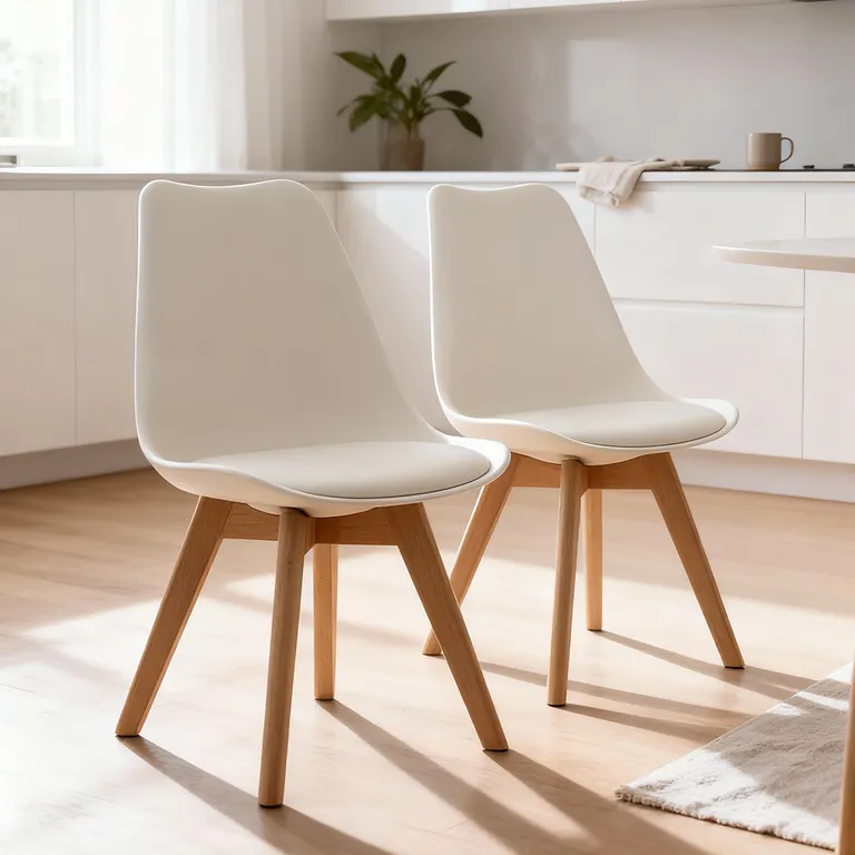 Pack 2 Sillas Eames Tulip Acolchadas Blanca Blanco