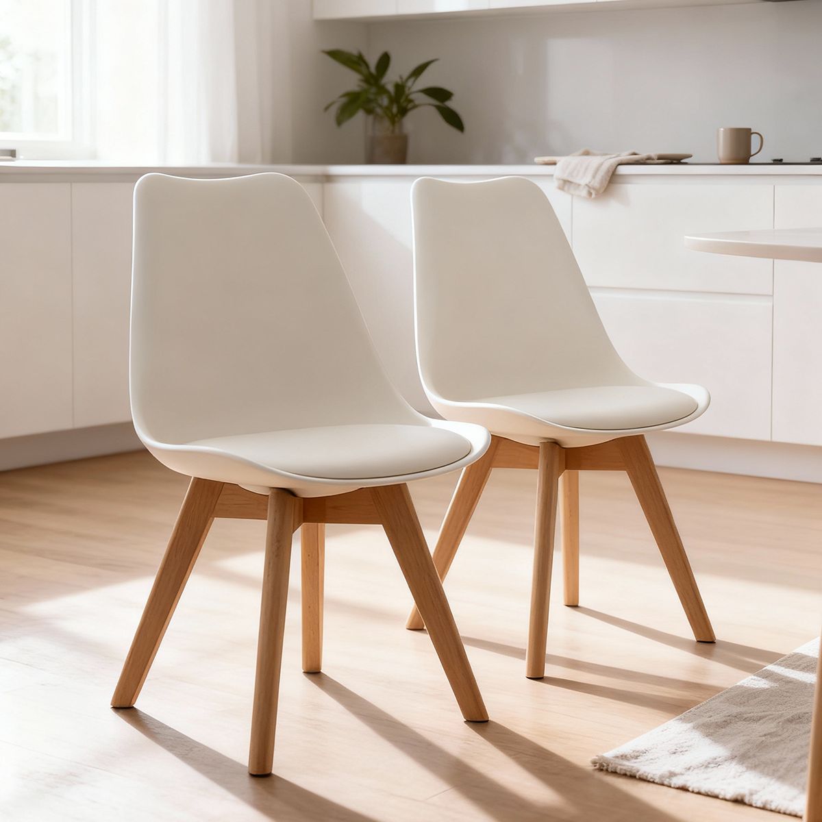 VENHOOUSE - Pack 2 Sillas Eames Tulip Acolchadas Blanca