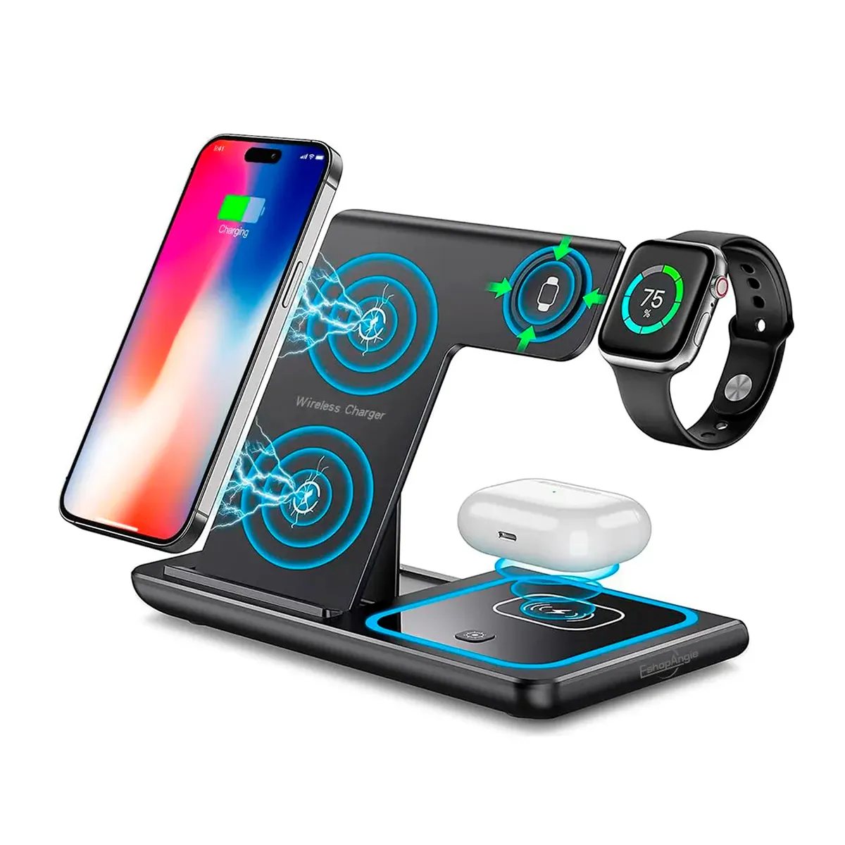 ESHOPANGIE - Cargador Inalámbrica 3 En 1 Base Carga Rápida