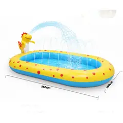 GENERICO - Piscina Inflable Ovalada 250L Dino Con Chorro Central Juegos