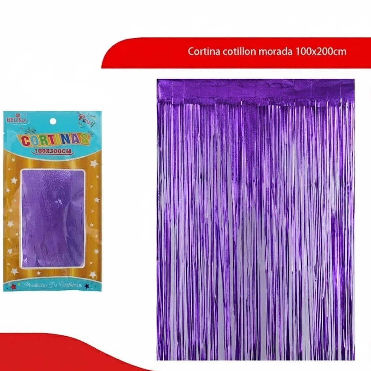 GENERICO - Cortina Cotillon Morada Metalizado 100x200cm