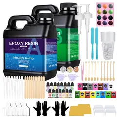 LUSDRIA - Kit De Resina Epoxi Transparente 2400ml Pegamento Ab
