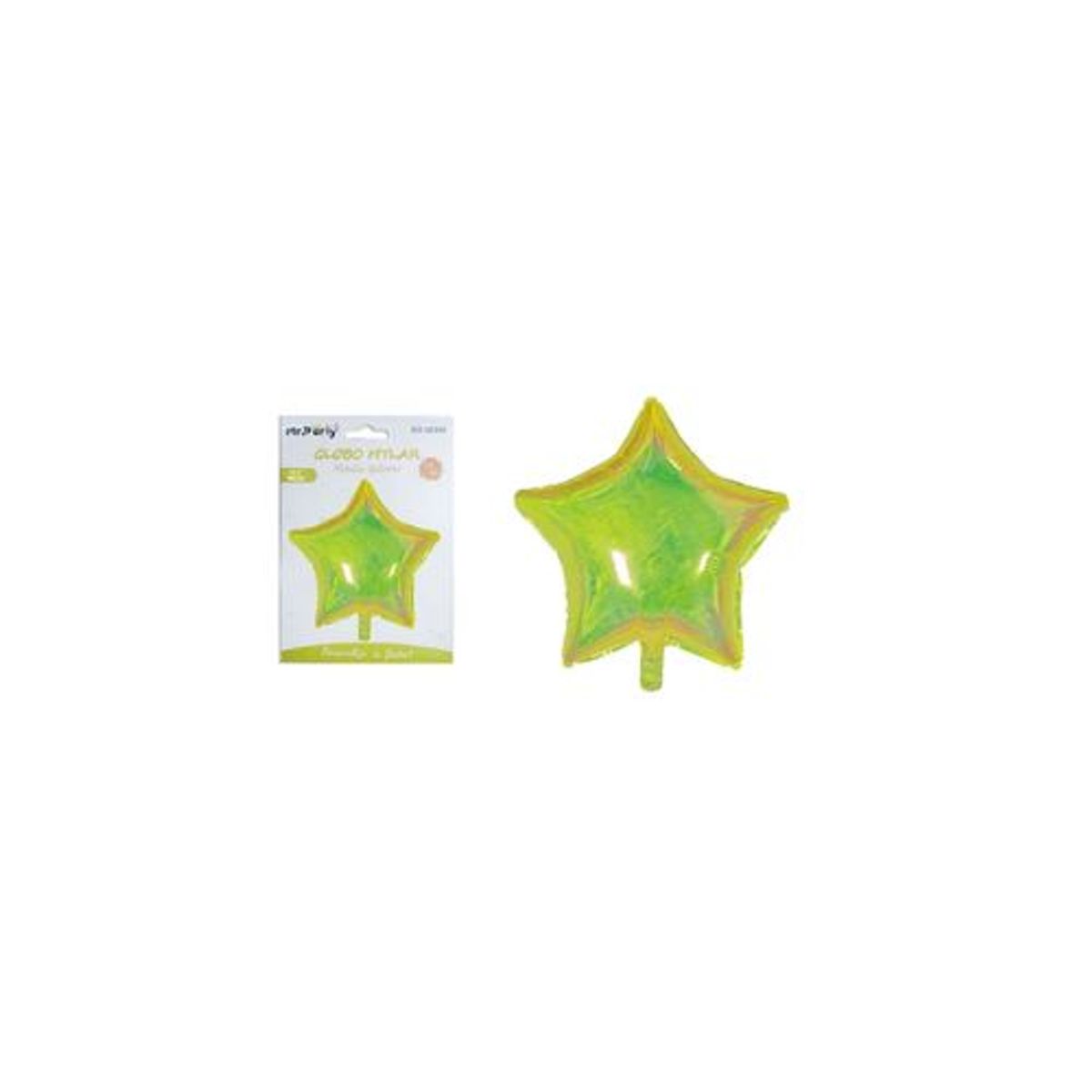 GENERICO - Globo metálico de estrella amarillo fluorescente 48cm