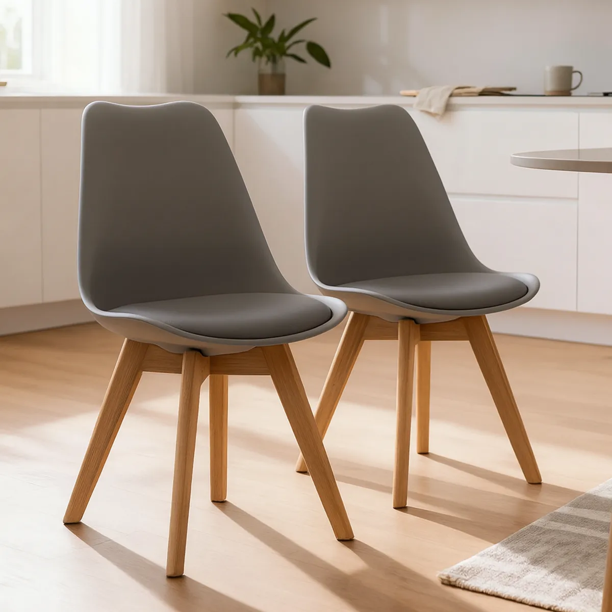 VENHOOUSE - Pack 2 Silla Eames Acolchada Gris