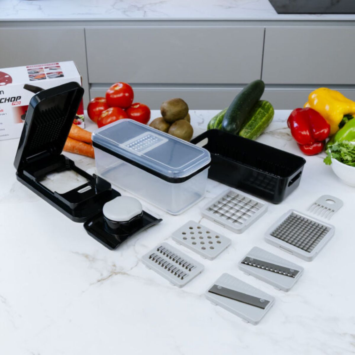 HAUSSEN - Rallador Picador Cortador Frutas Verduras Multiuso QuickChop Pro