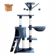 GENERICO - Torre Arbol Rascador Gatos Terciopelo Con Casa Y Cuna Color Azul Oscuro BELUG