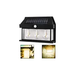 GENERICO - Faroles Solares Exteriores 3focos Led Terraza Farol Exterior Negro