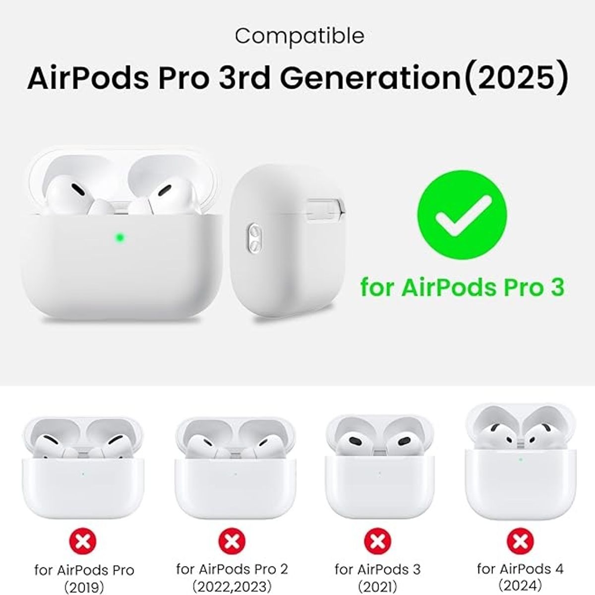 GENERICO - Funda Silicona Compatible Con AirPods Pro 3 Blanco