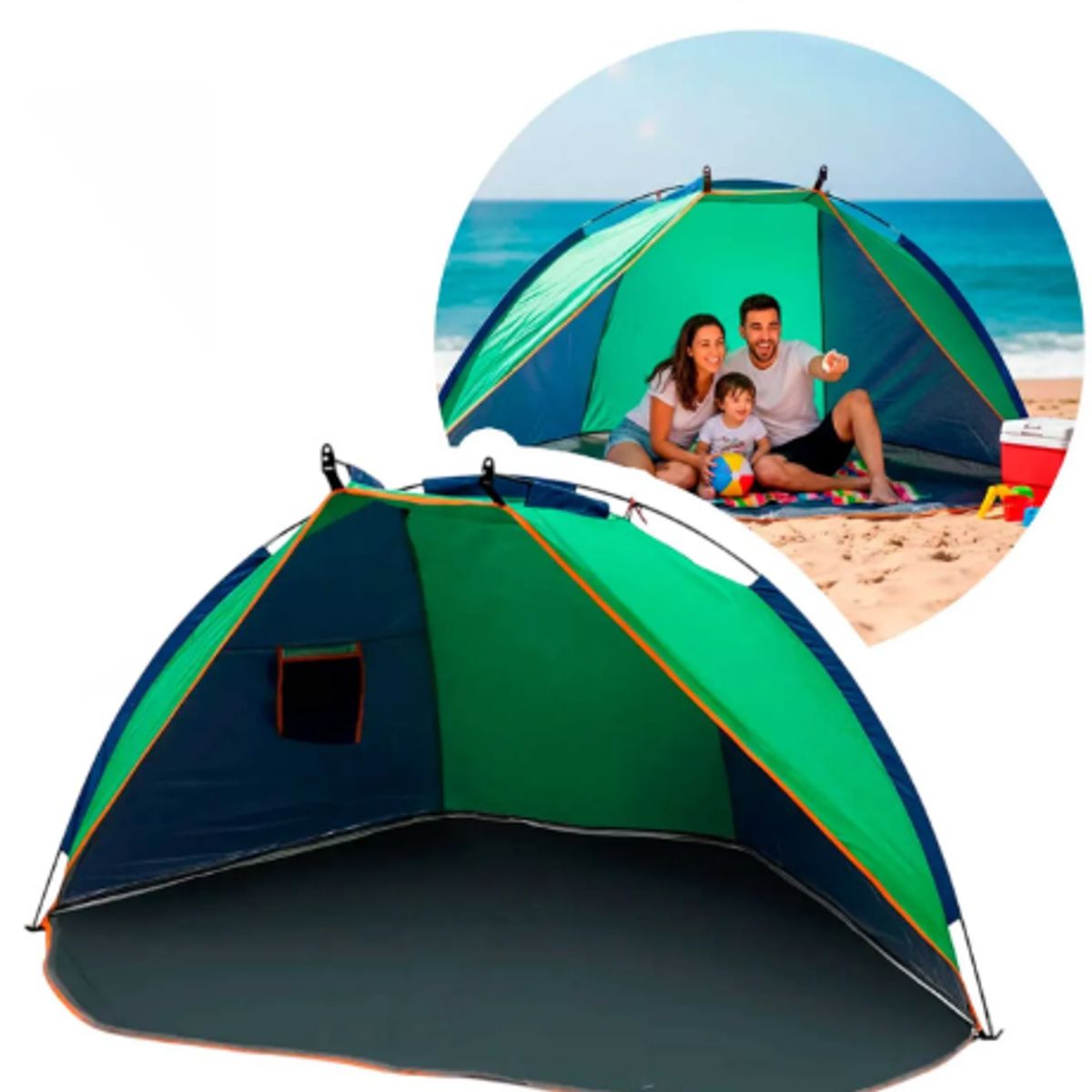 GENERICO - Media Carpa - Paraviento + Protección Solar 220x110cm Playa