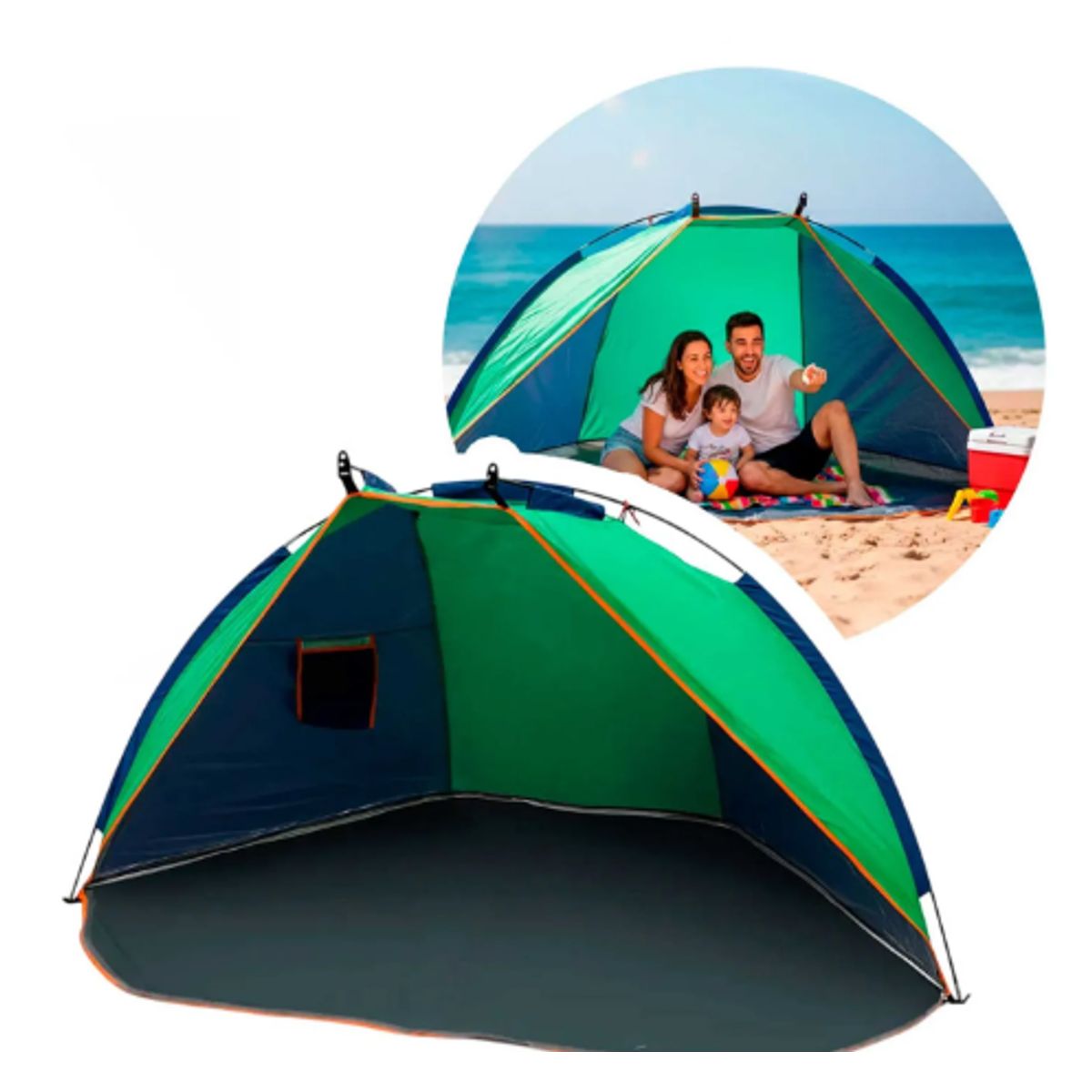 GENERICO - Media Carpa - Paraviento + Protección Solar 220x110cm Playa