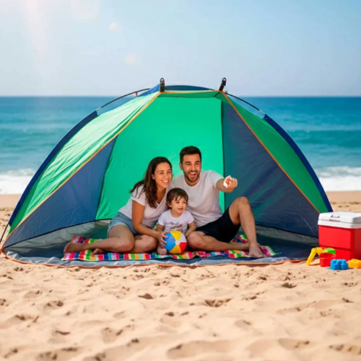 GENERICO - Media Carpa - Paraviento + Protección Solar 220x110cm Playa