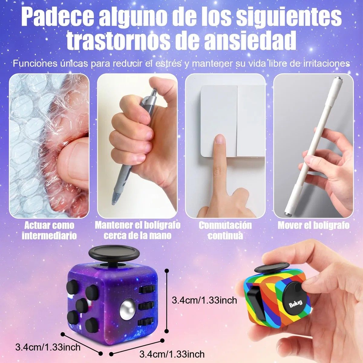 GENERICO - Fidget Cube Antiestres Con 6 Funciones, Juguete Estress BELUG