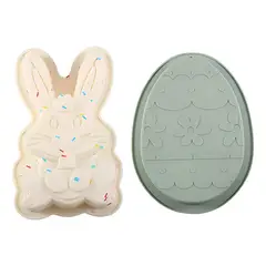 PASTELERIUS - Pack x2 Molde Conejo De Pascua Molde Huevo De Pascua Silicona molde chocolate