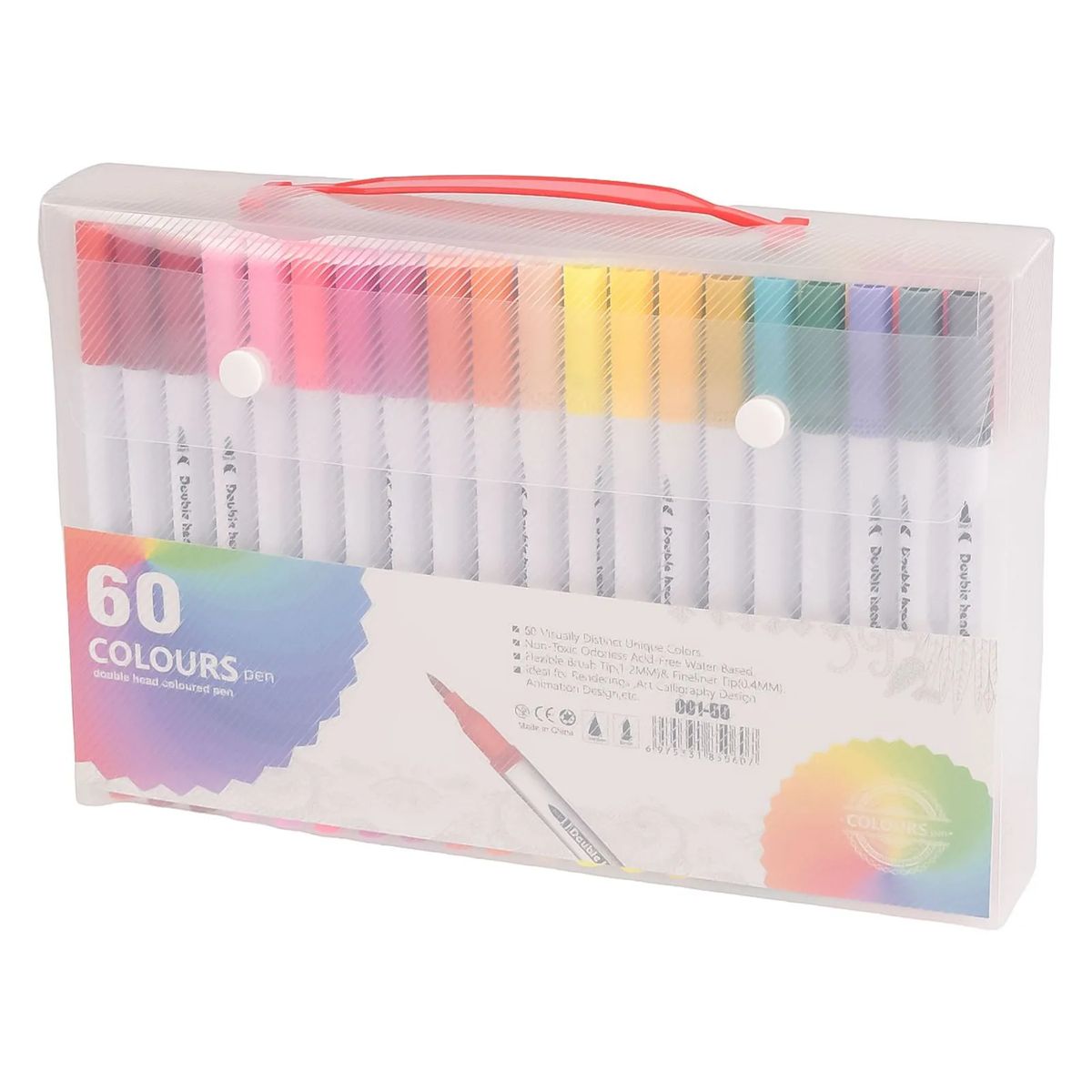 GENERICO - PLUMONES DOBLE PUNTA COLORES SURTIDOS 60 PIEZAS 17CM