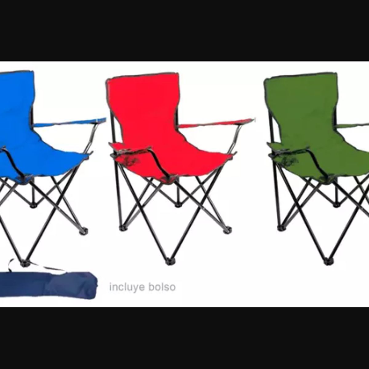 GENERICO - Silla Plegable Lisa Con Portavasos 80x50 - Colores Surtidos
