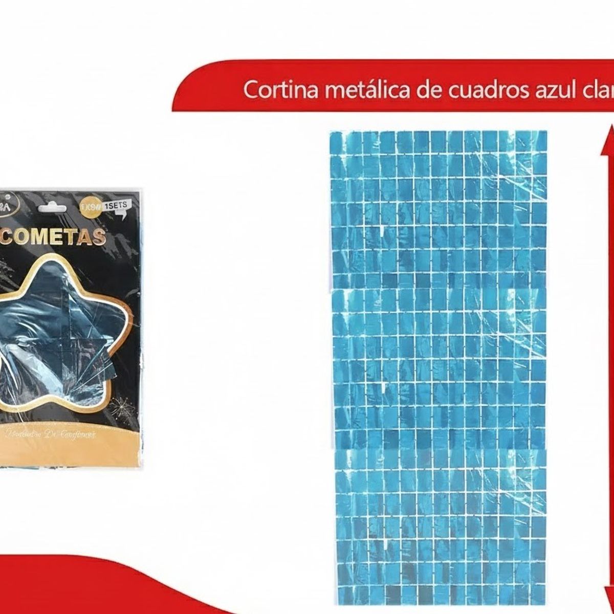 GENERICO - Cortina Metálica De Cuadros Azul Claro 100x200cm