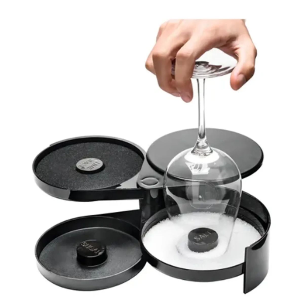 GENERICO - Escarchador De Vasos Orillador Copas Set Bartender 3 Bandeja