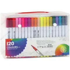 GENERICO - PLUMONES DOBLE PUNTA COLORES SURTIDOS 120 PIEZAS 17CM