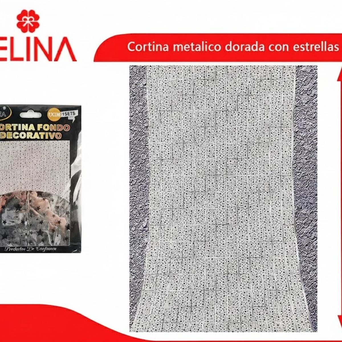 GENERICO - Cortina Metalica Plateada Con Estrellas 100x200cm