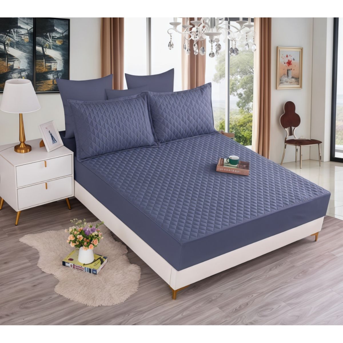 OASIS - Cubrecolchón Impermeable 1.5 Plazas +funda De Almohada  Liso  3 Color