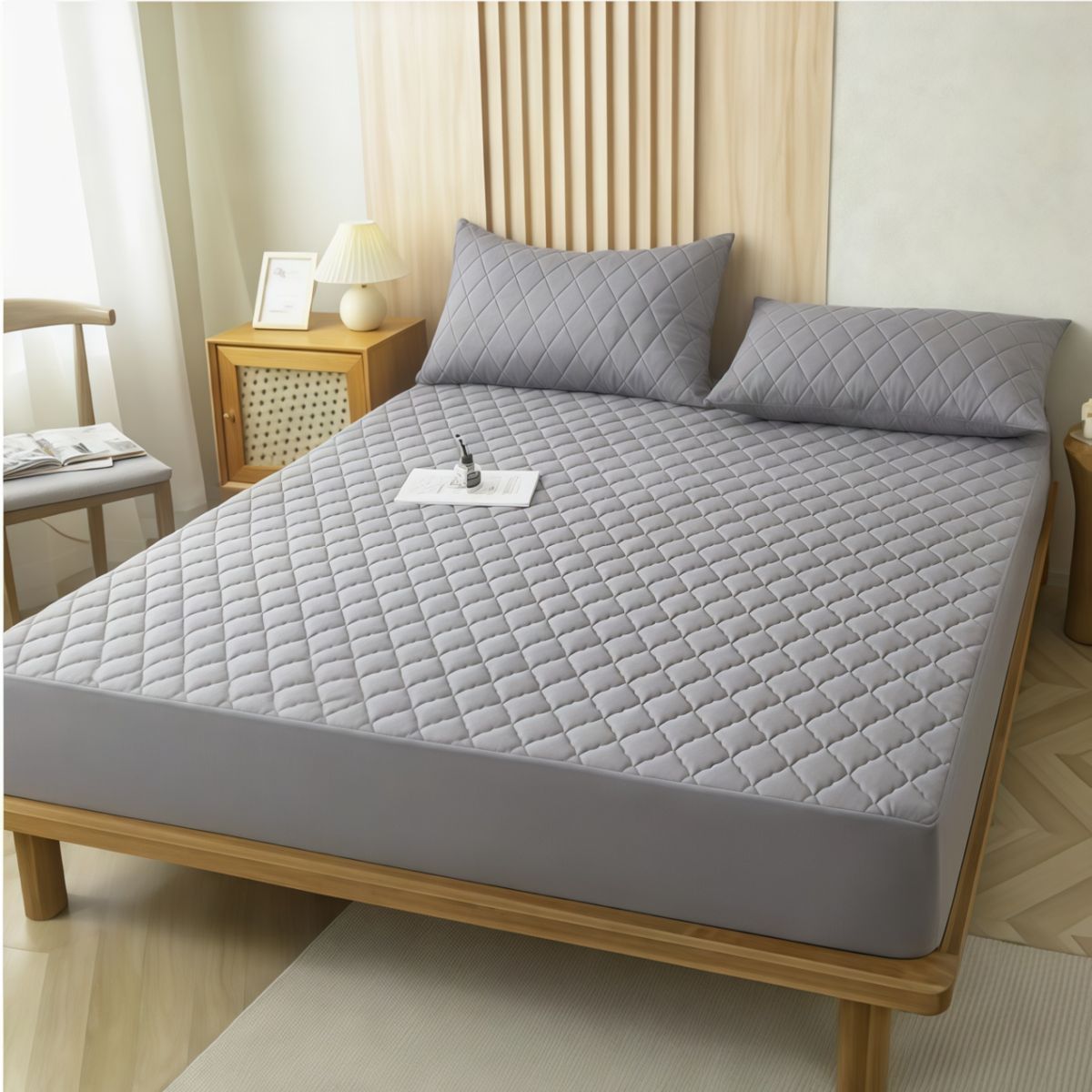 OASIS - Cubrecolchón Impermeable 1.5 Plazas +funda De Almohada  Liso  3 Color