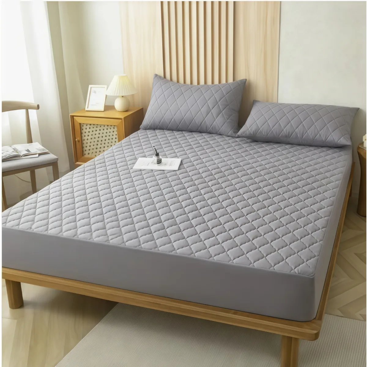 OASIS - Cubrecolchón Impermeable 1.5 Plazas +funda De Almohada  Liso  3 Color