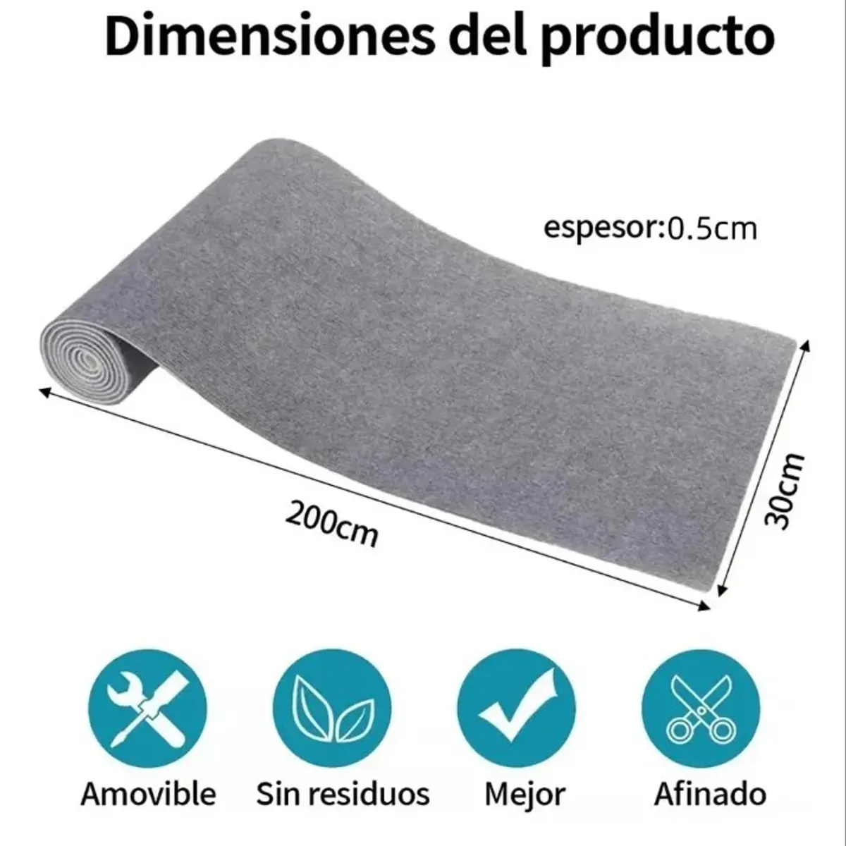 GENERICO - Rascador Autoadhesivo Alfombra Gatos Gris Poliéster 30x200cm Gris