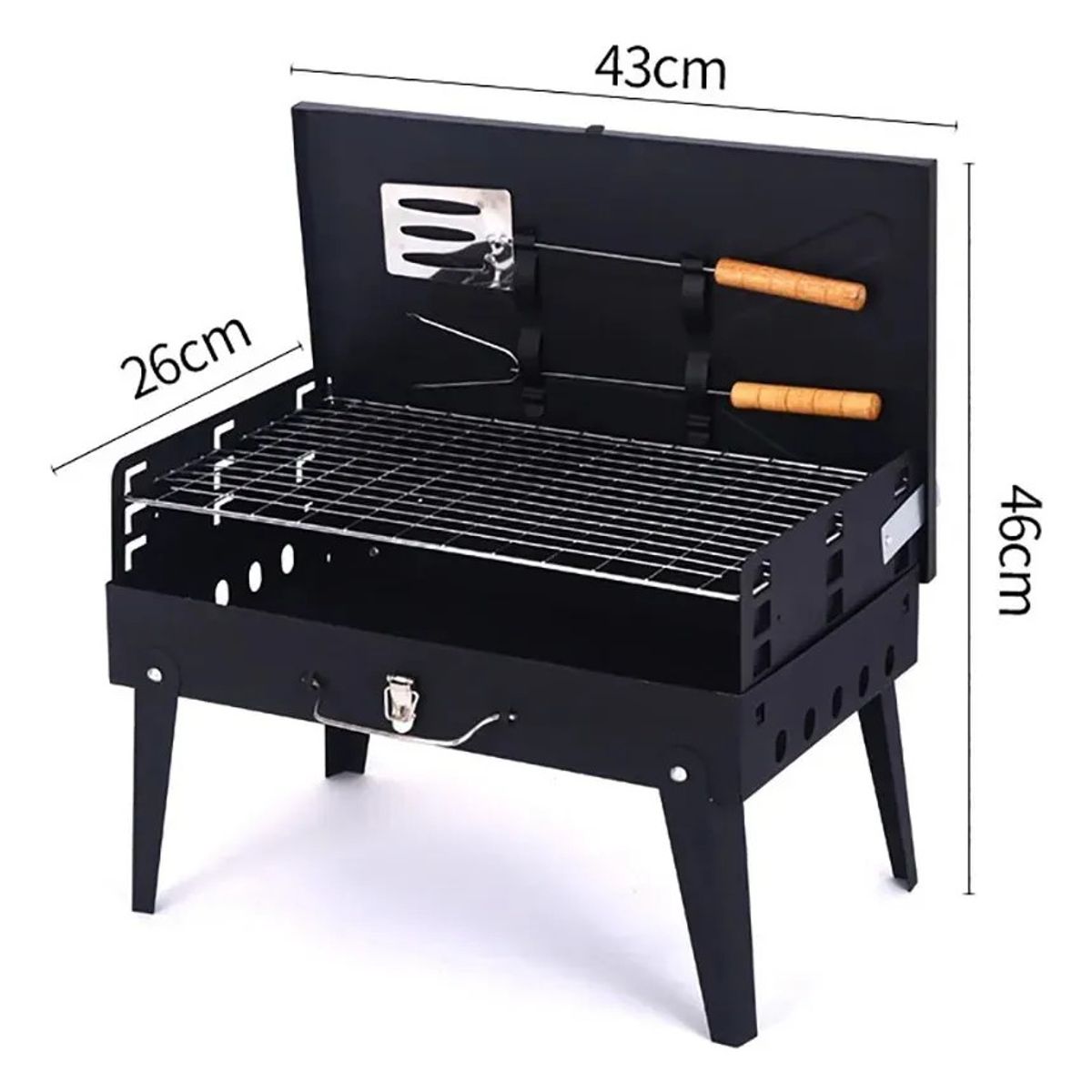 GENERICO - Mini Parrilla De Carbon Portatil Plegable Acero Inoxidable Negro