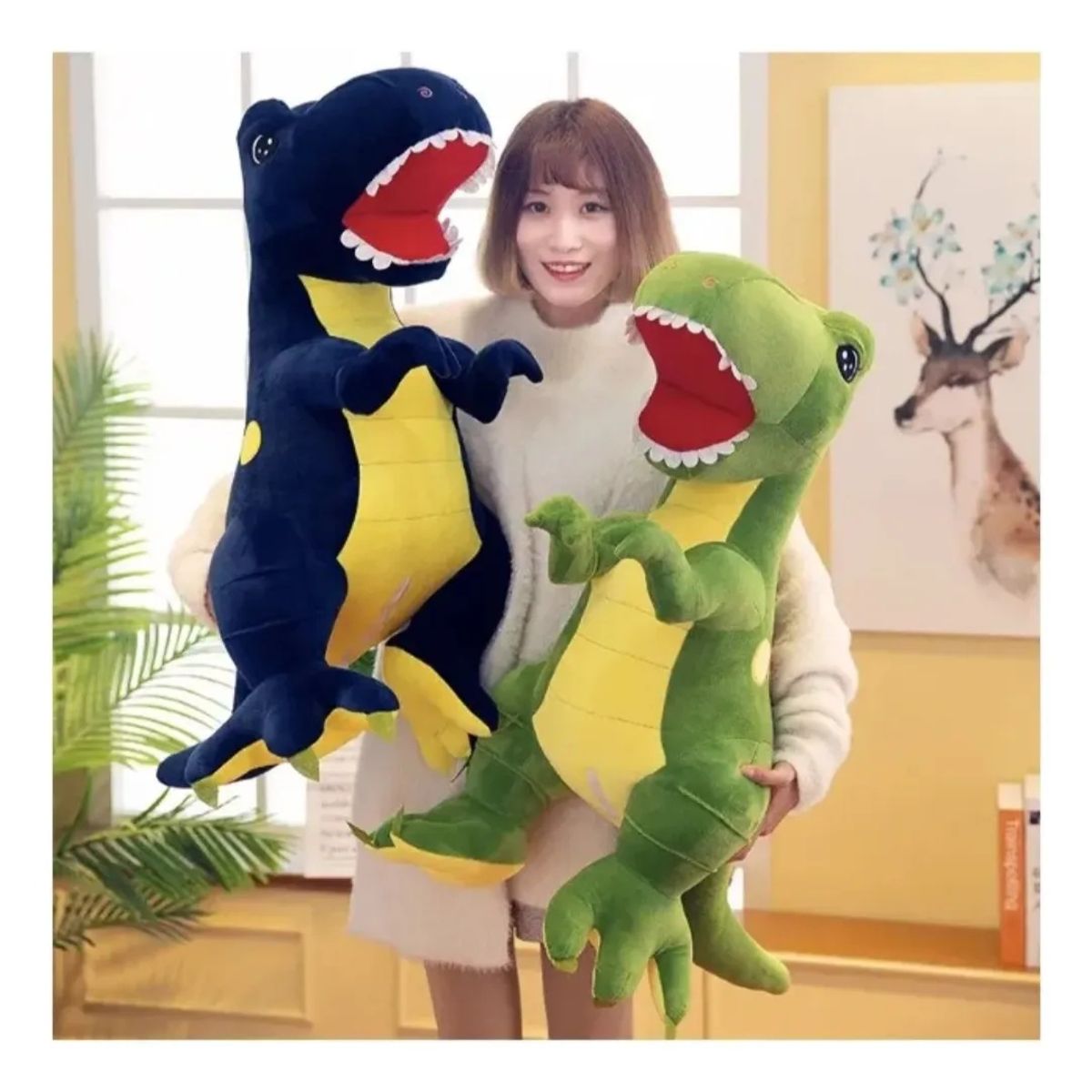GENERICO - Peluche Dinosaurio T Rex Gigante 90 Cm Verde/Azul